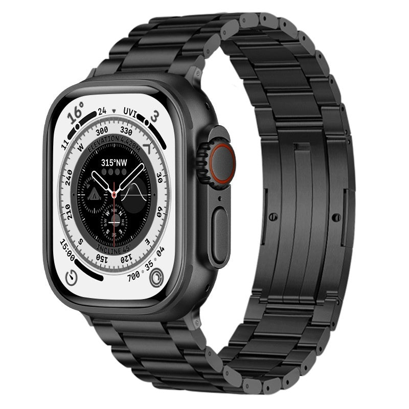 Metal Smart Watch Strap for Apple iPhone in Titanium Gray Black Silver - Teleplus ipone strap metal smart watch