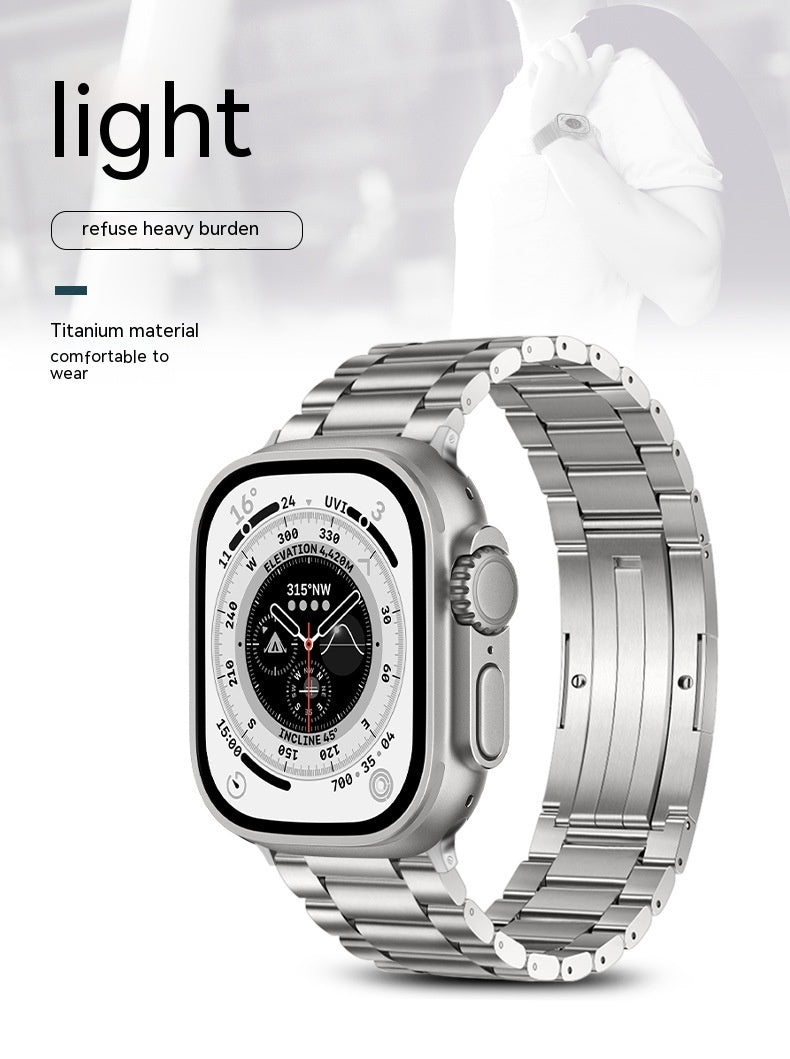 Metal Smart Watch Strap for Apple iPhone in Titanium Gray Black Silver - Teleplus ipone strap metal smart watch