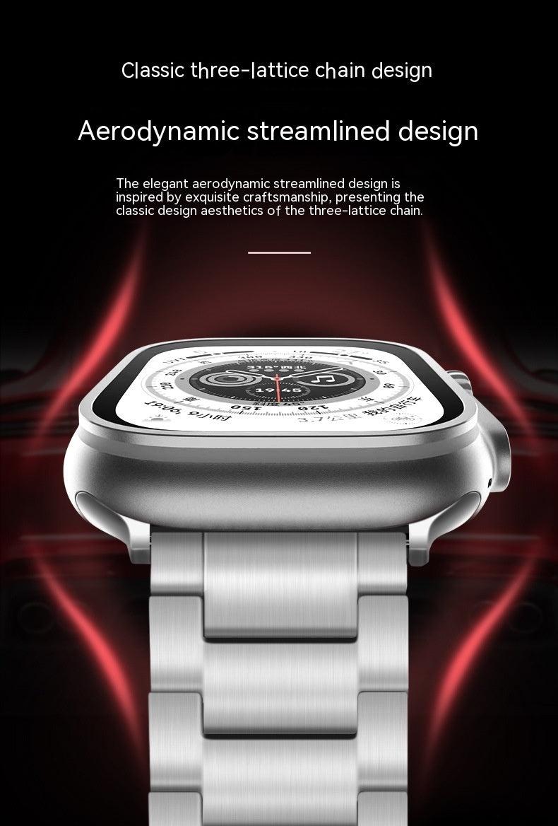 Metal Smart Watch Strap for Apple iPhone in Titanium Gray Black Silver - Teleplus ipone strap metal smart watch