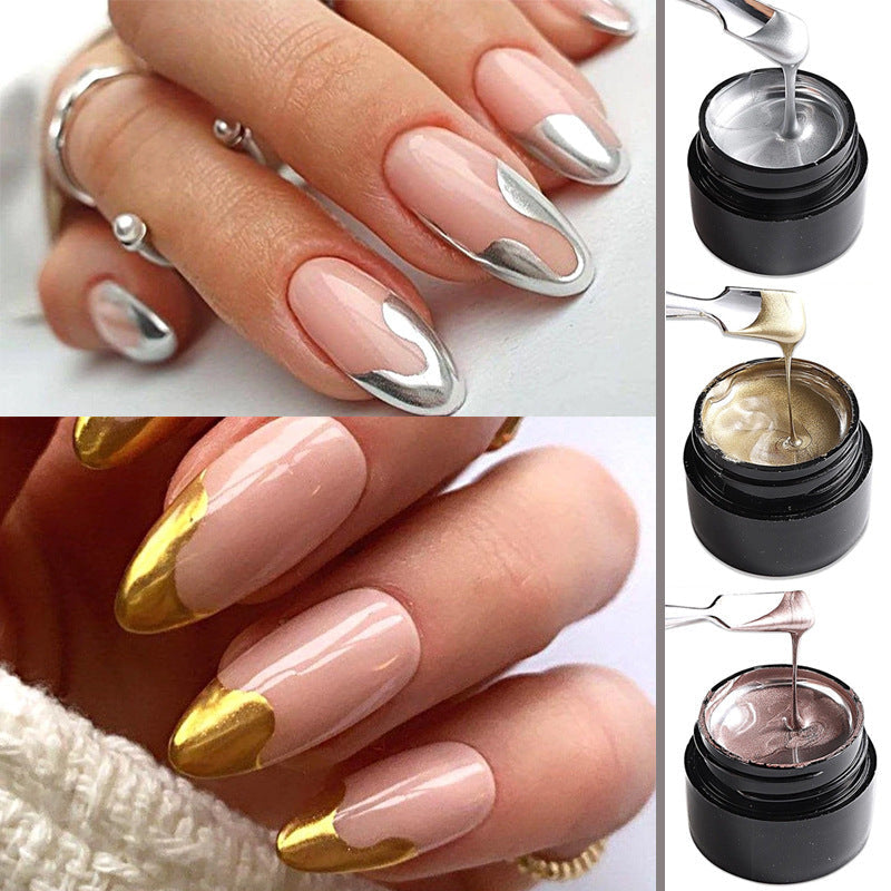 Metallic Glue for French Mirror Manicure Japanese Gold Silver Cross-border Bottles - Teleplus Japan manicure french