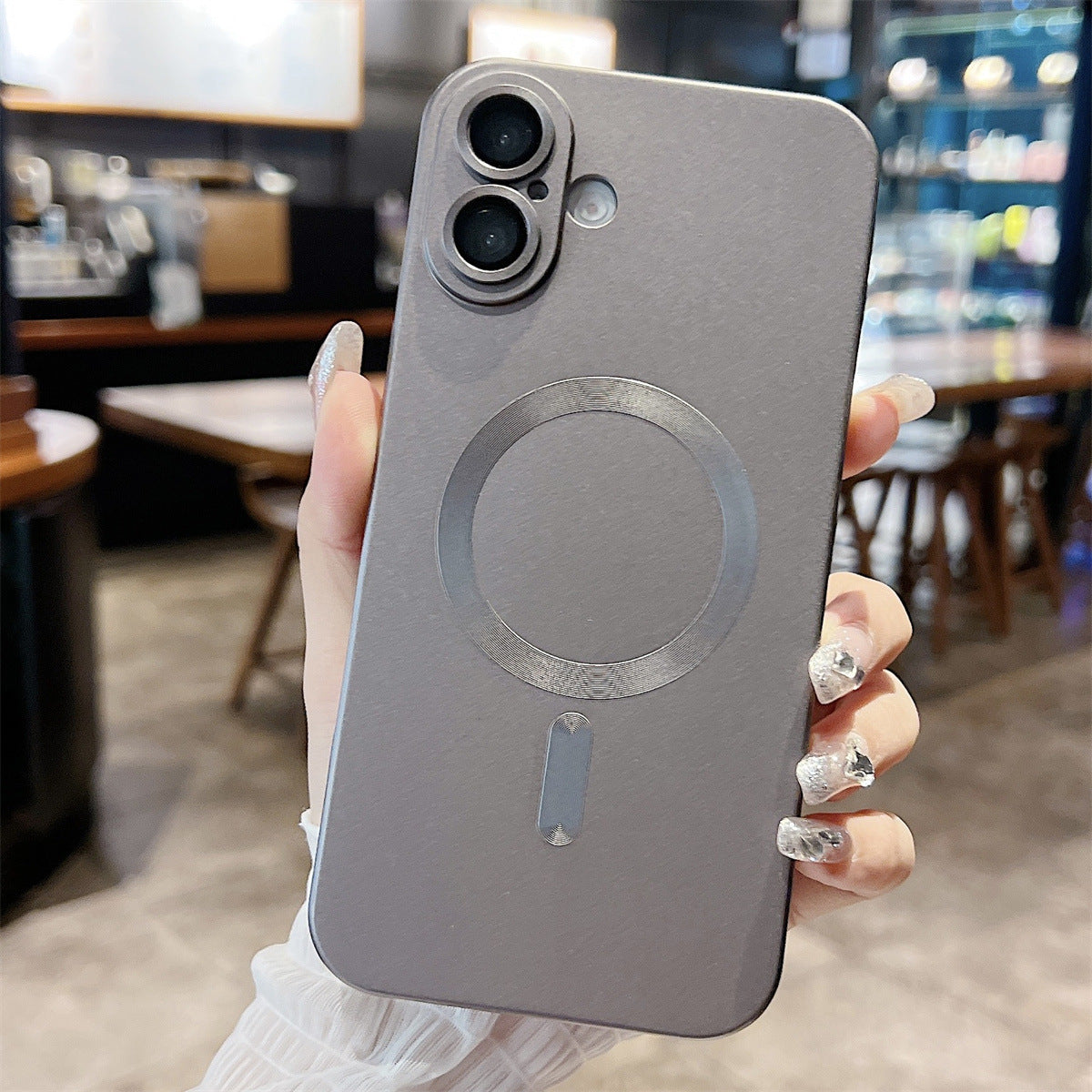 Metallic Paint Magnetic Phone Case for iPhone Non-Apple Brand Compatible - Get Stuck on Style with metallic paint