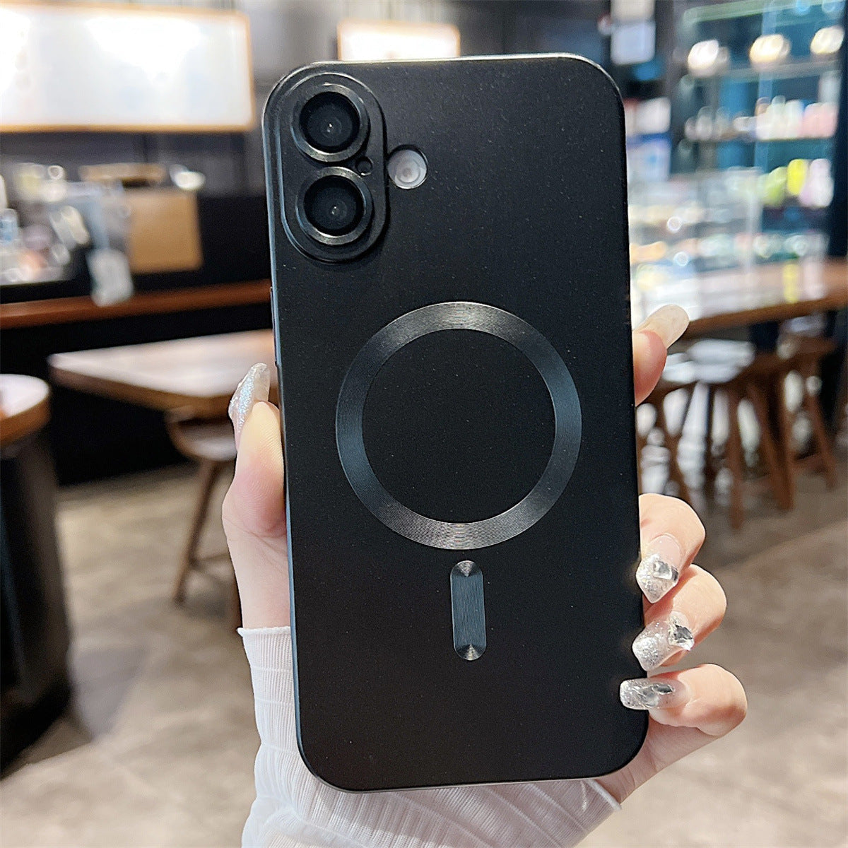 Metallic Paint Magnetic Phone Case for iPhone Non-Apple Brand Compatible - Get Stuck on Style with metallic paint