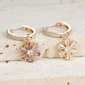 Electroplating Treatment Y76021 Gold White and Purple for Jewelry in the United States - Sparkling Snowflake Earrings