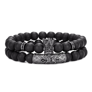 Crown Bracelet Suit with Zircon CZ Unisex Geometric Style Set - Micro-inlaid zircon cz crown bracelet suit