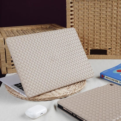 Milk Tea Color Leather Woven Computer Case - Sip in Style with Milk Tea Color Leather Case