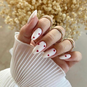 Milky White Almond Xiaoai Nail Stickers for Ladies Cosmetics - milky white almond red xiaoai nail sticker