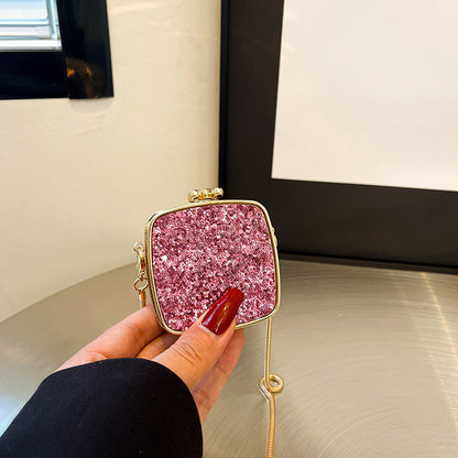 Mini Acrylic Female Fashionable Suitcase with Silver and Gold Accessories - mini acrylic female fashionable sequins