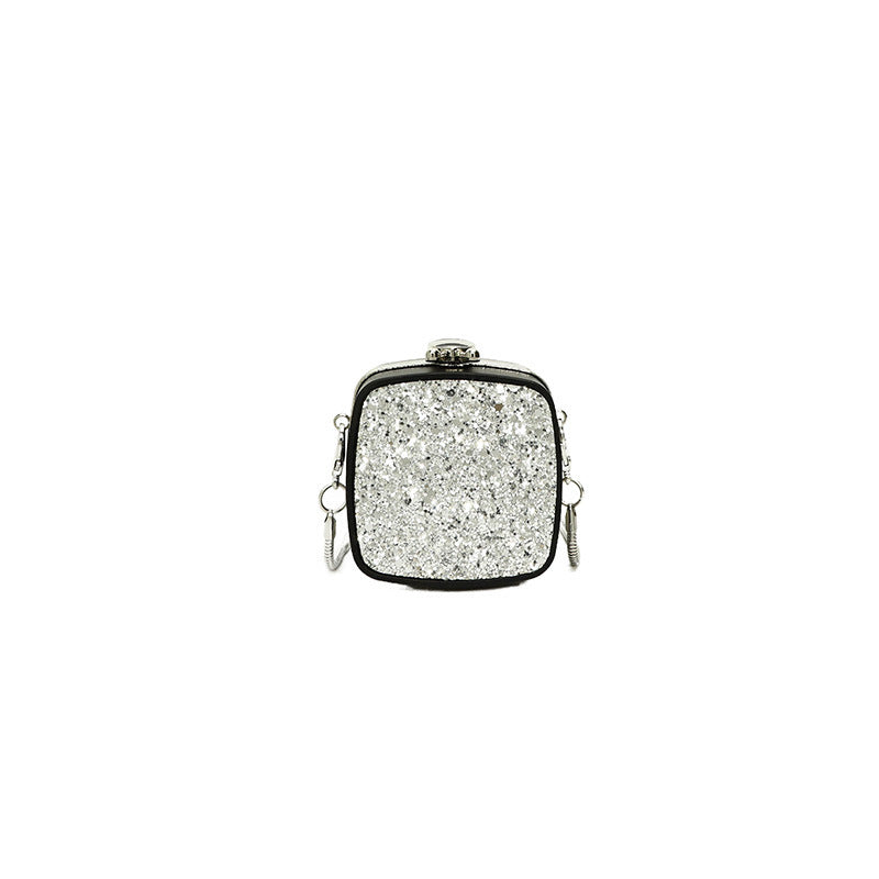 Mini Acrylic Female Fashionable Suitcase with Silver and Gold Accessories - mini acrylic female fashionable sequins