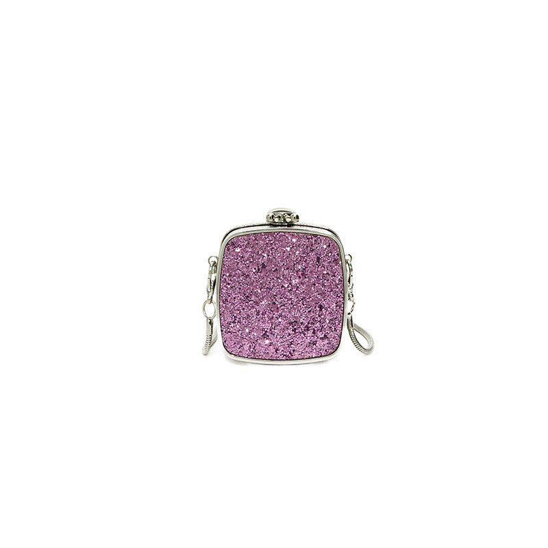 Mini Acrylic Female Fashionable Suitcase with Silver and Gold Accessories - mini acrylic female fashionable sequins