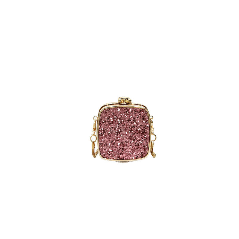 Mini Acrylic Female Fashionable Suitcase with Silver and Gold Accessories - mini acrylic female fashionable sequins