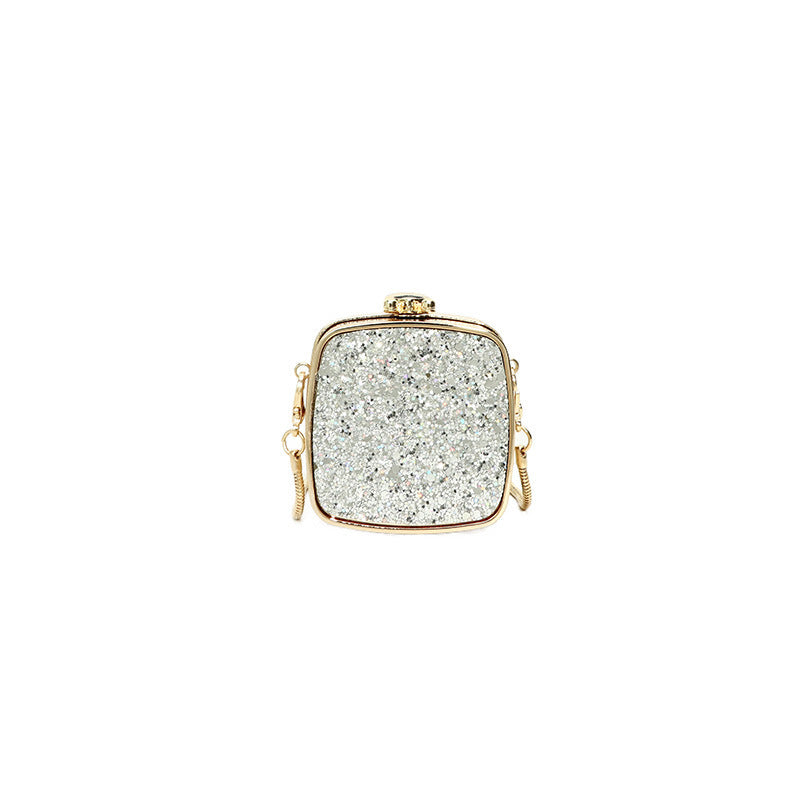 Mini Acrylic Female Fashionable Suitcase with Silver and Gold Accessories - mini acrylic female fashionable sequins
