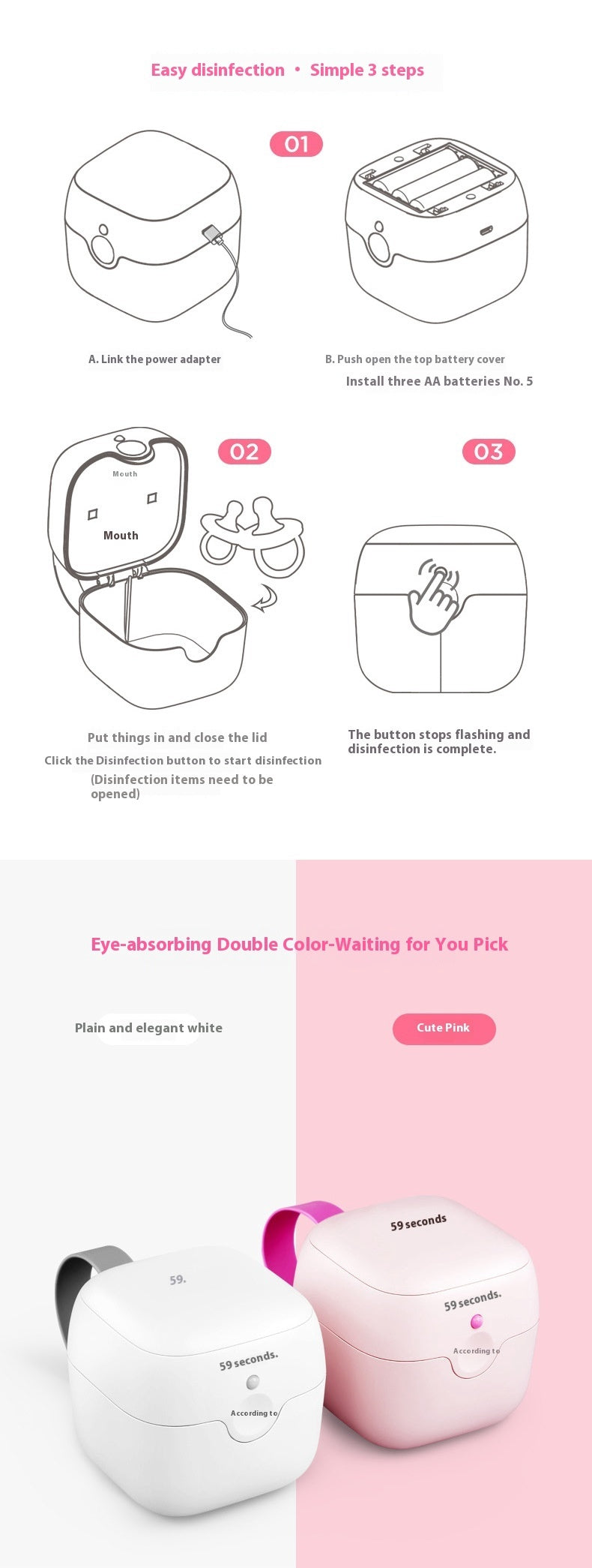 Mini Disinfection Box with USB Power for Pacifiers and Sterilizer Purposes - mini disinfection box pacifier sterilizer