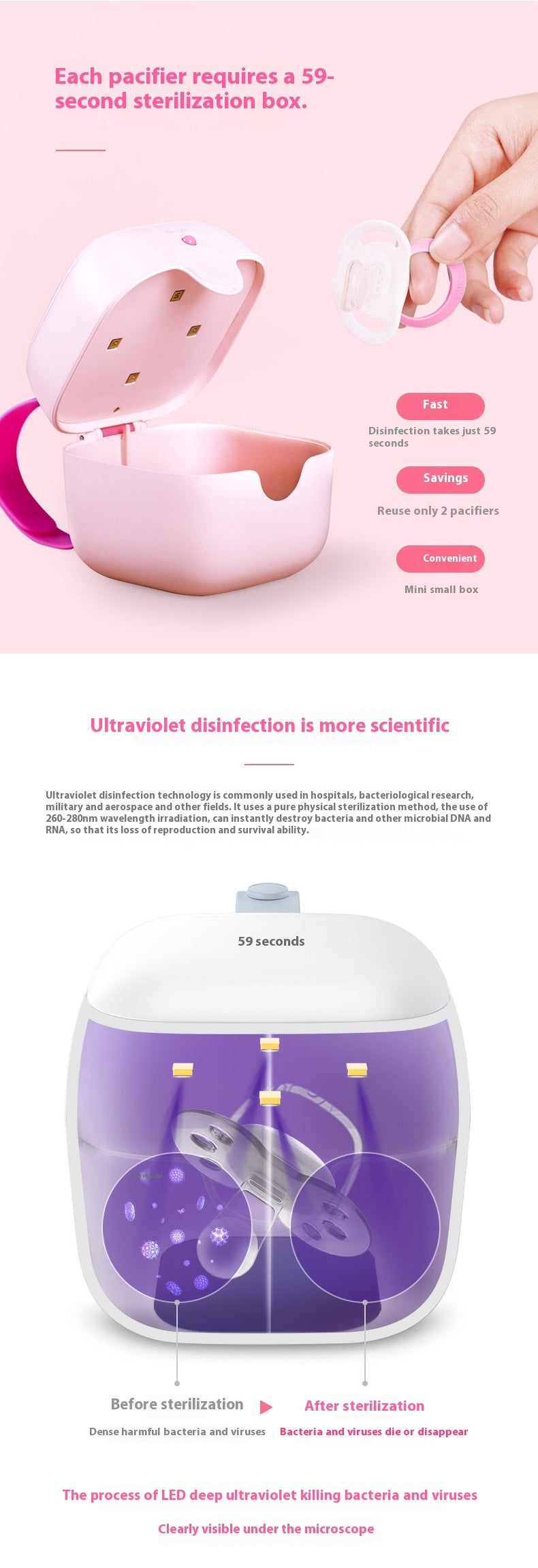 Mini Disinfection Box with USB Power for Pacifiers and Sterilizer Purposes - mini disinfection box pacifier sterilizer