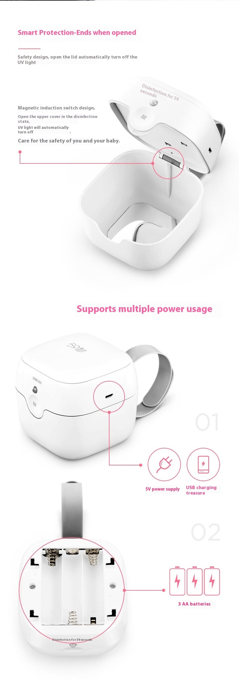 Mini Disinfection Box with USB Power for Pacifiers and Sterilizer Purposes - mini disinfection box pacifier sterilizer