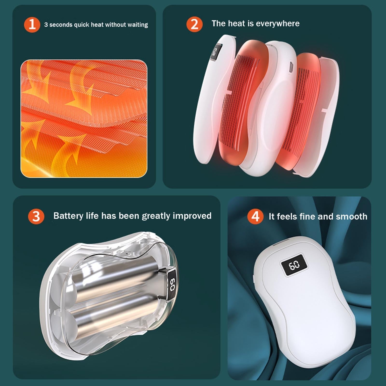 Mini Electric Hand Warmer with Reusable Design and Digital Display USB - Teleplus electric hand warmer reusable digital