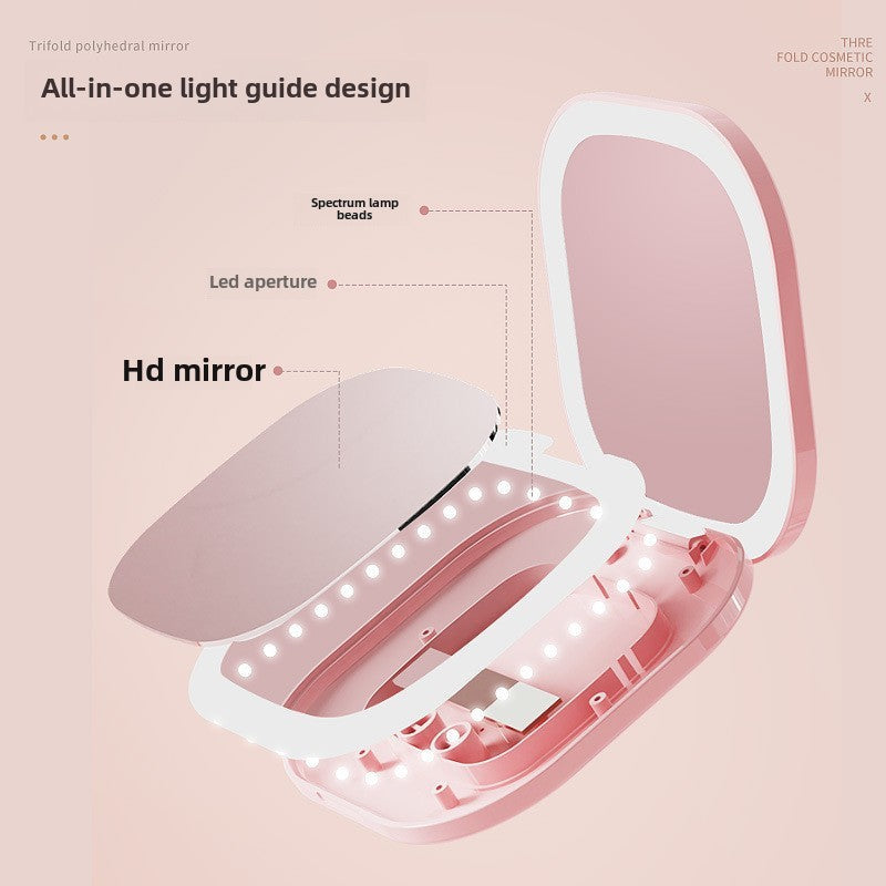 Mini Foldable Cosmetic Makeup Mirror Touch Compact with 3X Magnification - makeup mirror touch compact mini foldable