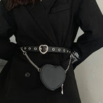 Mini Love Heart Belt Bag with Chain and Decoration for Stylish Accessory - Small Waists love heart belt decoration bag