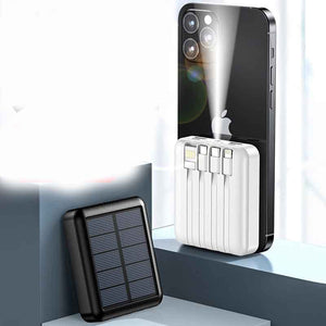 Mini Portable Power Bank With Solar Cable - Mini Portable Power Bank With Solar Cable 10000mAh