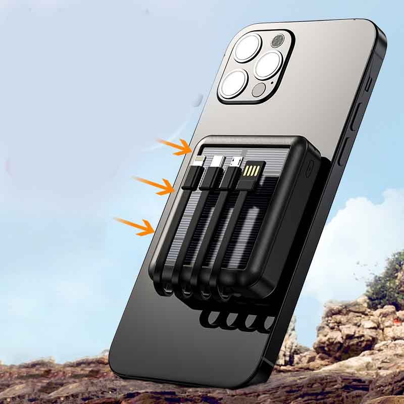 Mini Portable Power Bank With Solar Cable - Mini Portable Power Bank With Solar Cable 10000mAh