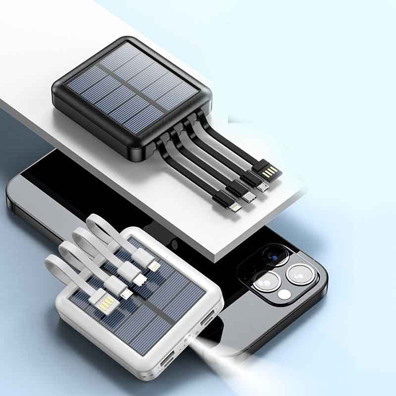 Mini Portable Power Bank With Solar Cable - Mini Portable Power Bank With Solar Cable 10000mAh