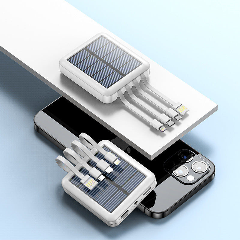 Mini Portable Power Bank With Solar Cable - Mini Portable Power Bank With Solar Cable 10000mAh