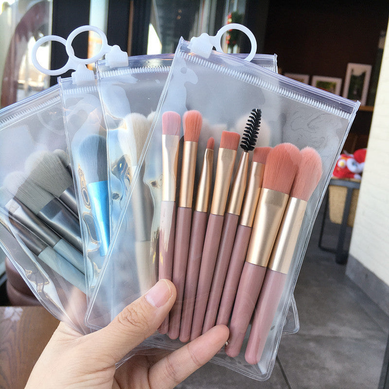 Mini Soft Hair Makeup Brush Set with Leather Bags in Various Colors - at Teleplus mini soft hair makeup brush