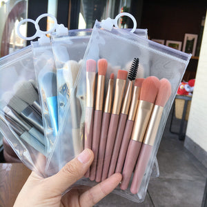 Mini Soft Hair Makeup Brush Set with Leather Bags in Various Colors - at Teleplus mini soft hair makeup brush
