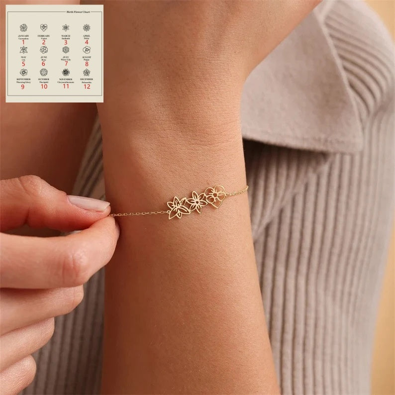 Minimalist And Versatile Flower Bracelet Born In December - Minimalist Flower Combo Bracelet for December Birthdays