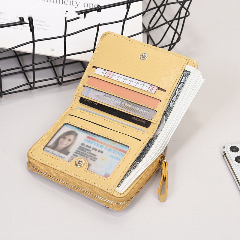 Minimalist Patchwork Wallet in Bright Yellow and Black for Women - Cute Who Love Fun Fashion cute patchwork wallet