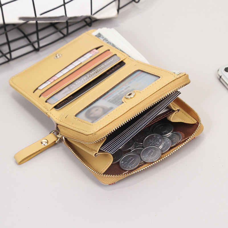 Minimalist Patchwork Wallet in Bright Yellow and Black for Women - Cute Who Love Fun Fashion cute patchwork wallet