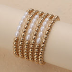 Minimalist Style Pearl Cold Style Geometric Round Bead Splicing Metal Bracelet - Minimalist Pearl Geometric Round Bead