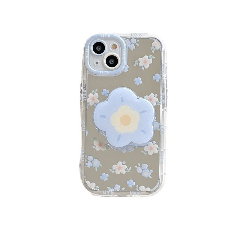 Mirror Blue Flower Phone Case for iPhone 11 12 13 14 Models - Teleplus mirror blue flower phone case