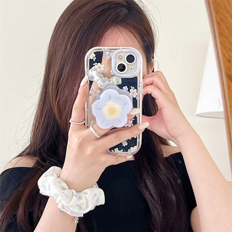 Mirror Blue Flower Phone Case for iPhone 11 12 13 14 Models - Teleplus mirror blue flower phone case