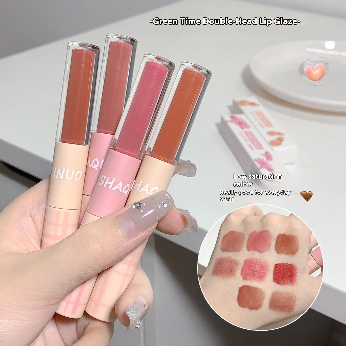 Mirror Water Gloss Lip Tint with Double Head for Lasting Moisturization - double head mirror water gloss