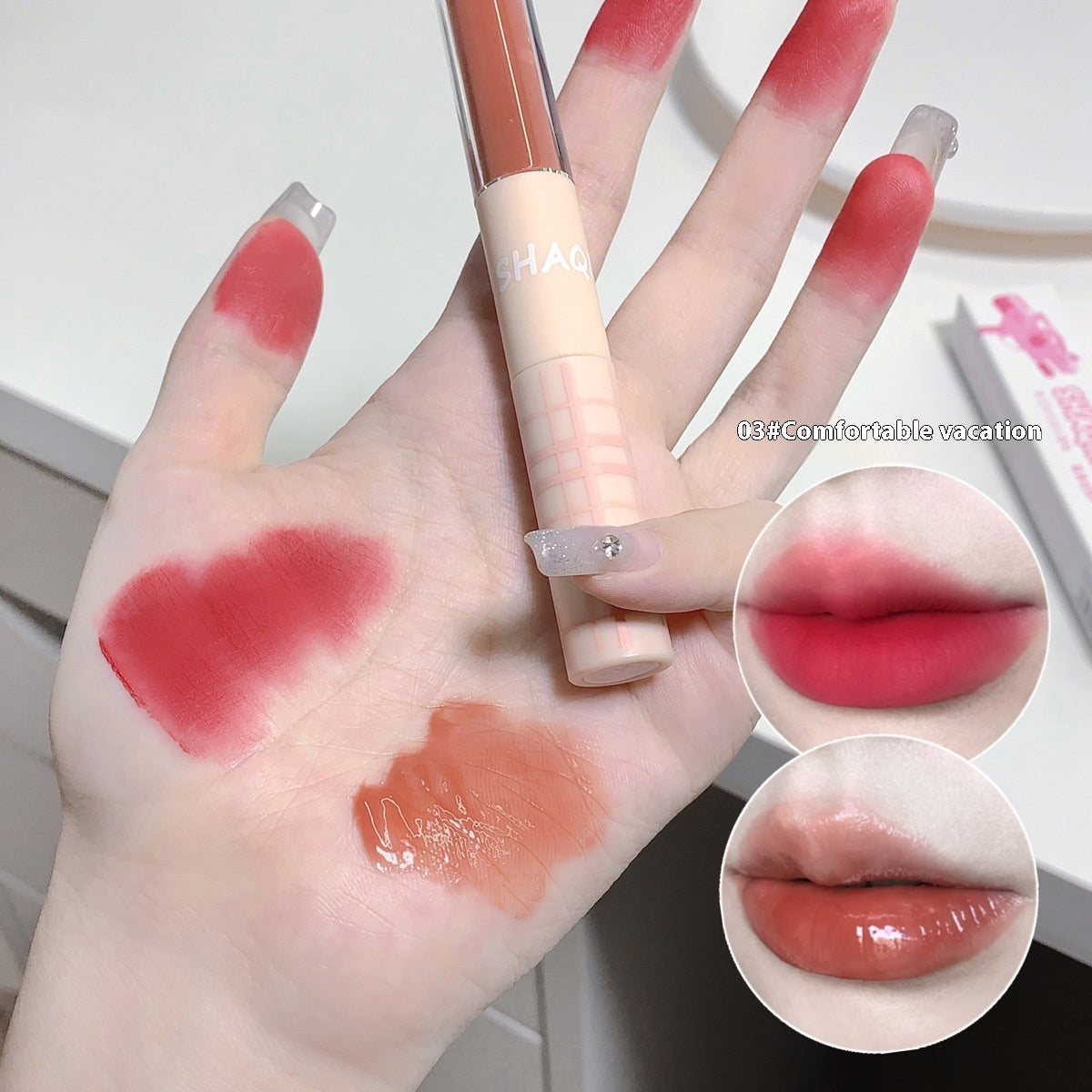 Mirror Water Gloss Lip Tint with Double Head for Lasting Moisturization - double head mirror water gloss