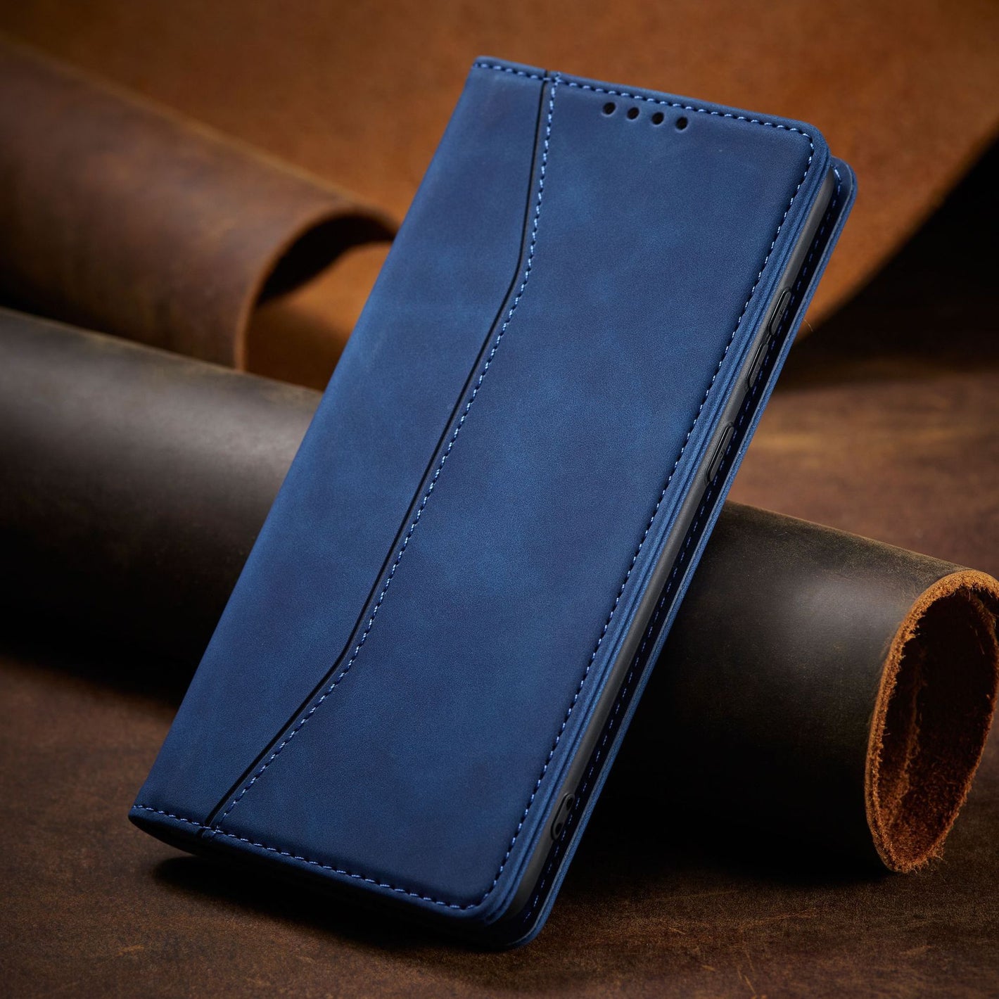 Magnetic Flip Cover for Mobile Phone Leather Case with Anti-Fall PU TPU Drawcord - That Flips With Charm mobile phone