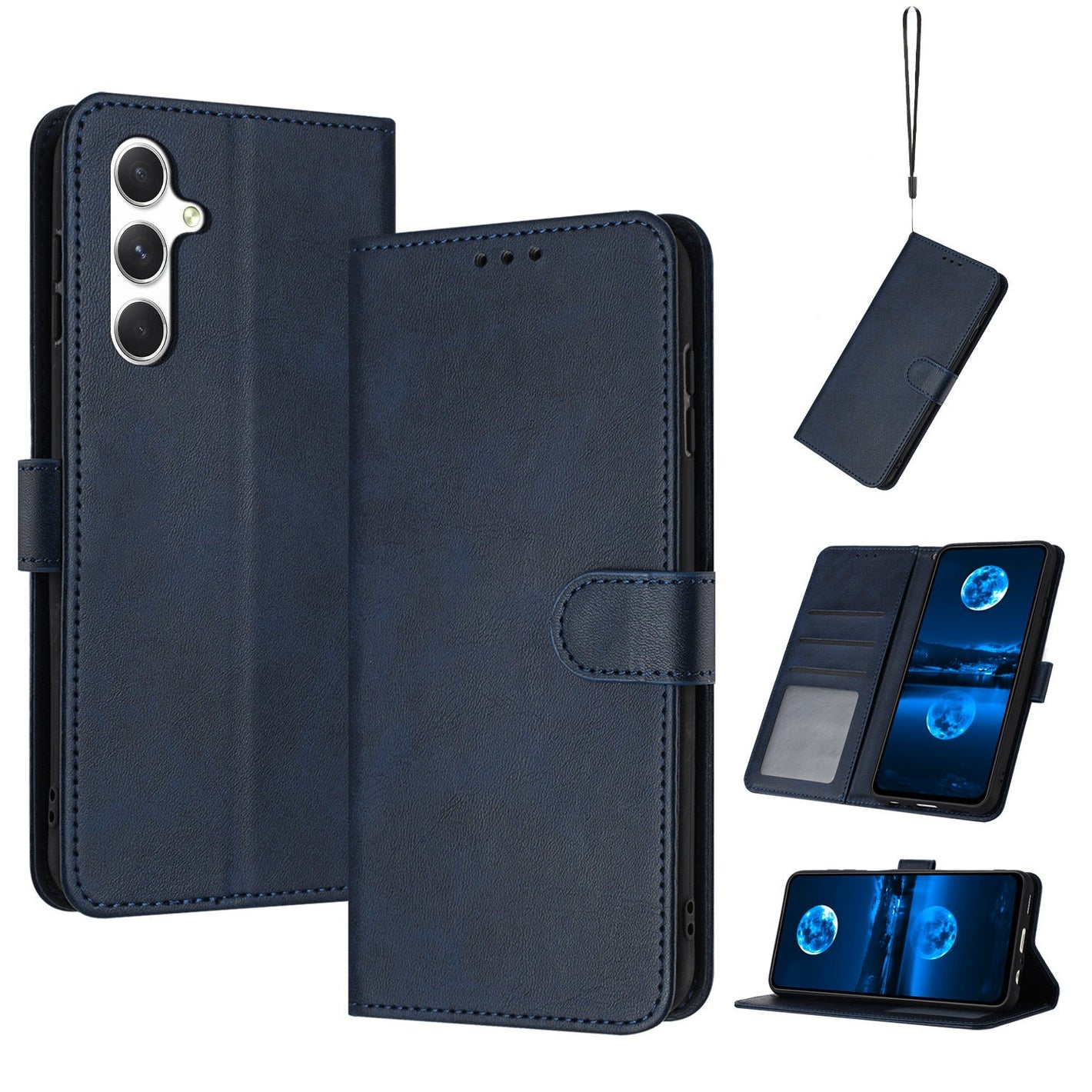 Mobile Phone Leather Case with Calf Pattern Shockproof Anti-Fall TPU PU Bracket - Wallet mobile phone leather case calf