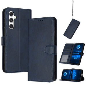 Mobile Phone Leather Case Solid Color Calf Pattern Card Wallet - Mobile Phone Leather Case with Calf Pattern Wallet