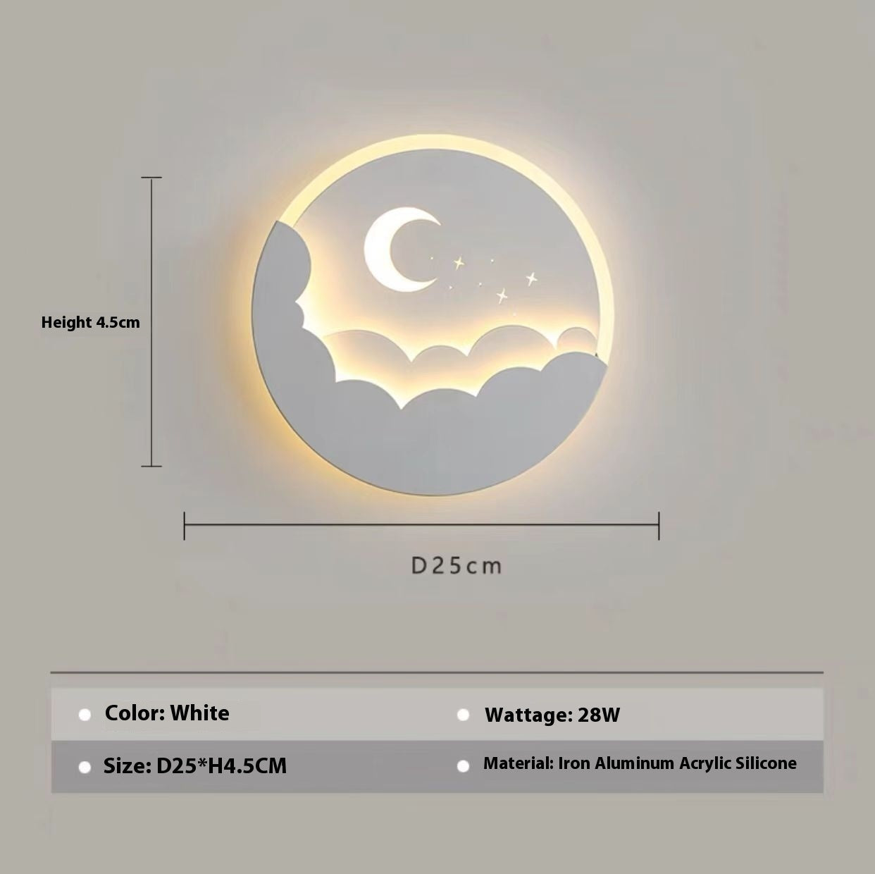 Modern Minimalist Bedroom Bedside Wall Lamp 28W 25cm Diameter - modern minimalist bedroom bedside wall lamp