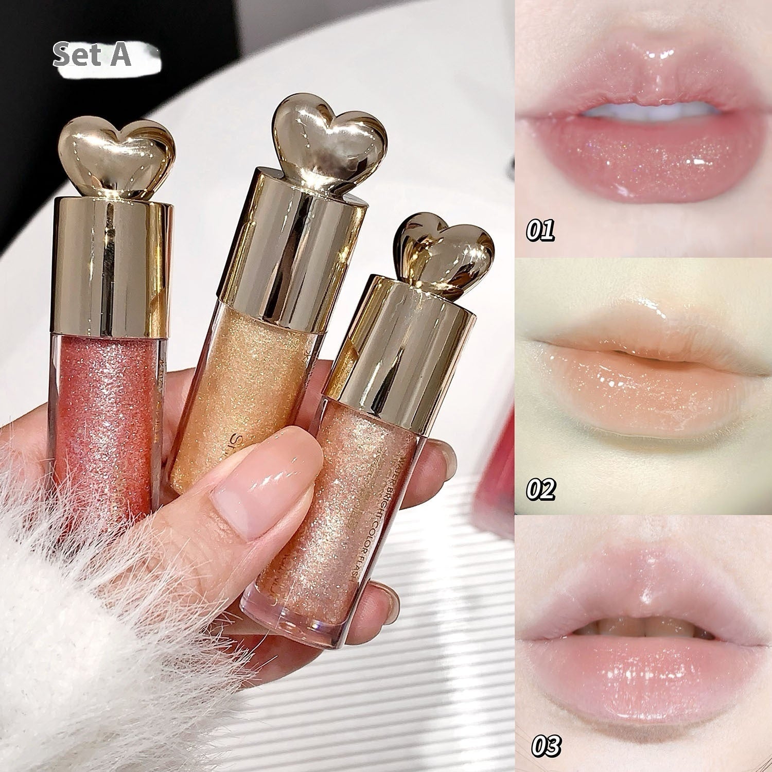 Moisturizing Bright Lip Gloss Set Hydrating Tint Cherry Blossom Peach Pink - cherry blossom peach pink moisturizing