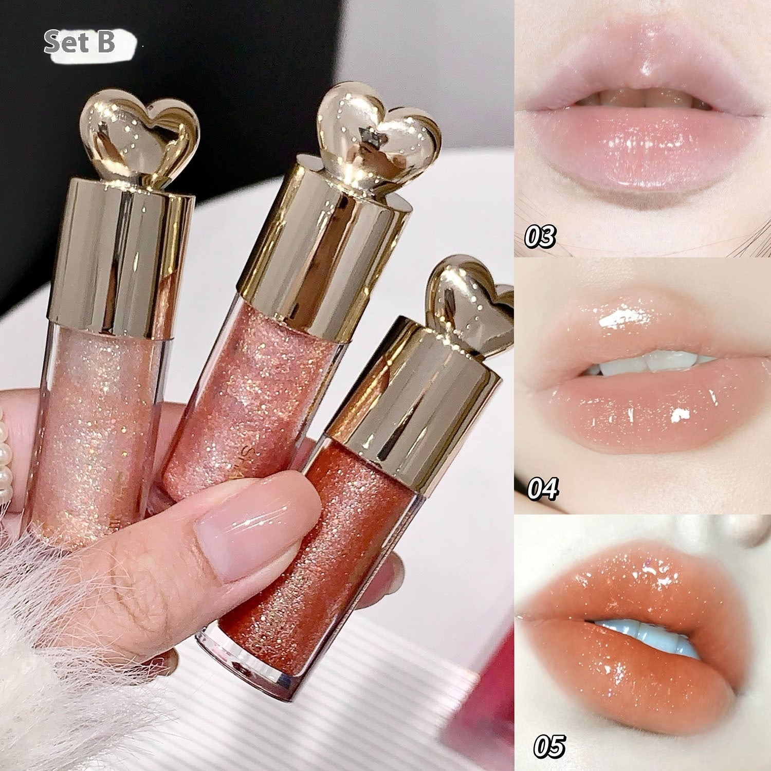 Moisturizing Bright Lip Gloss Set Hydrating Tint Cherry Blossom Peach Pink - cherry blossom peach pink moisturizing