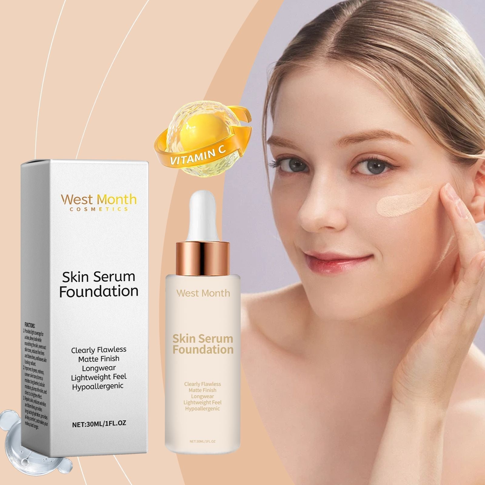 Moisturizing Concealing Foundation Long Lasting with Hyaluronic Acid and Vitamin C - Teleplus moisturizing concealing