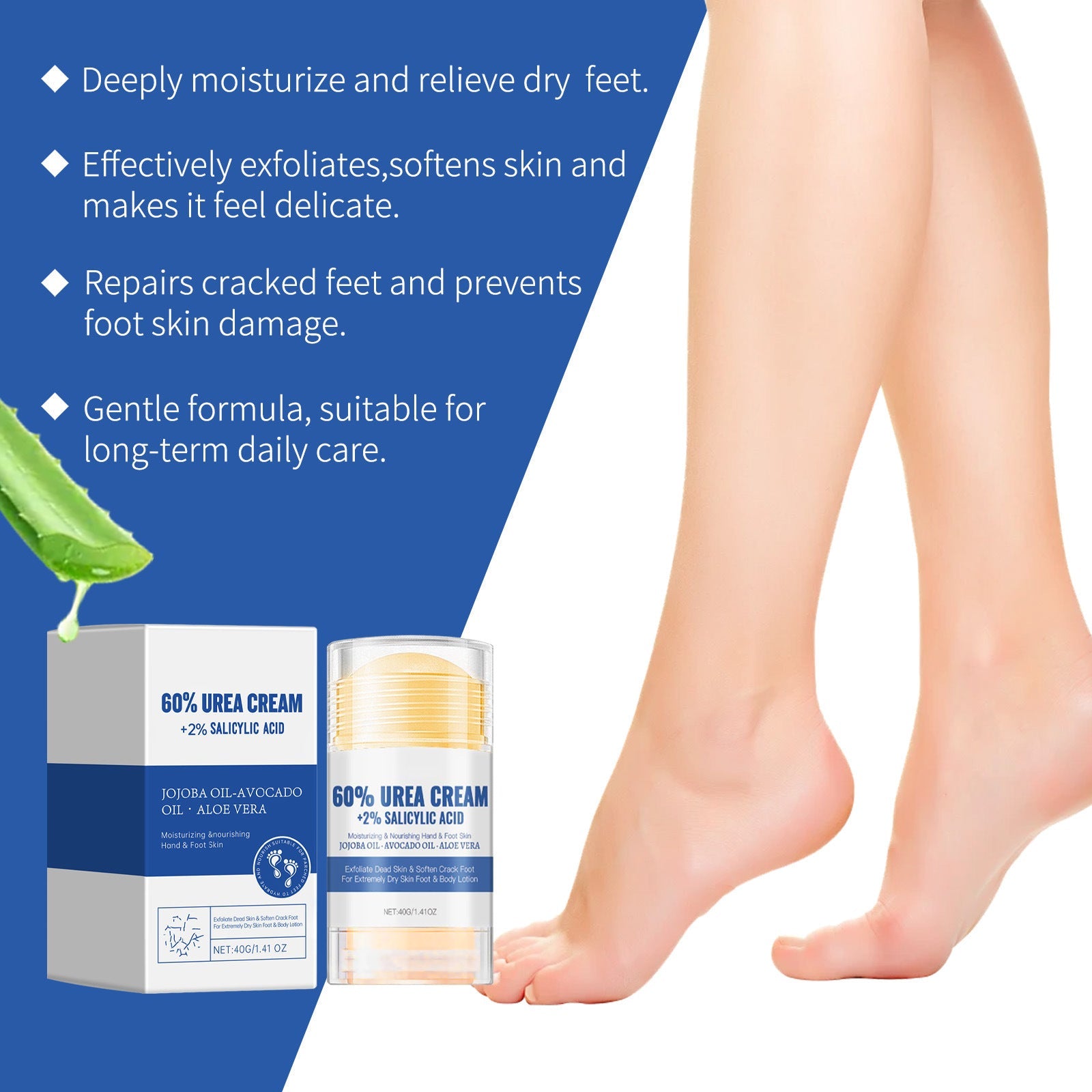 Moisturizing Foot Cream with Aloe Vera Jojoba and Avocado Oil for Dry Skin - Teleplus dry skin moisturizing foot cream