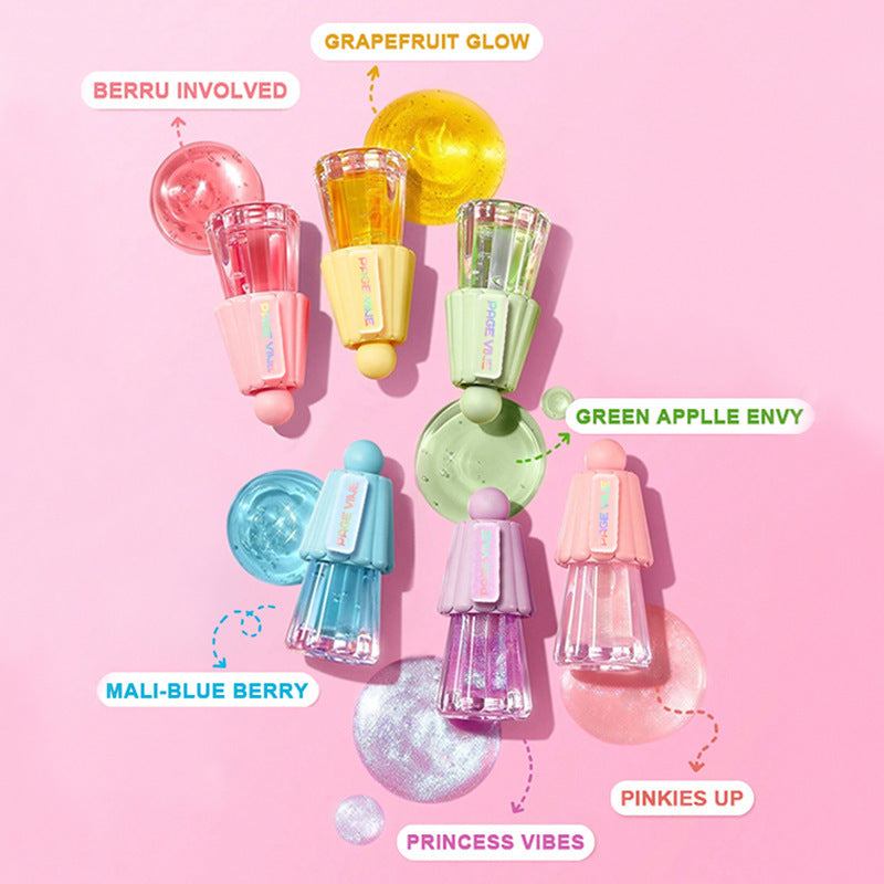 Moisturizing Lip Gloss with Jelly Big Brush and Long-lasting Shine - jelly big brush lip gloss moisturizing