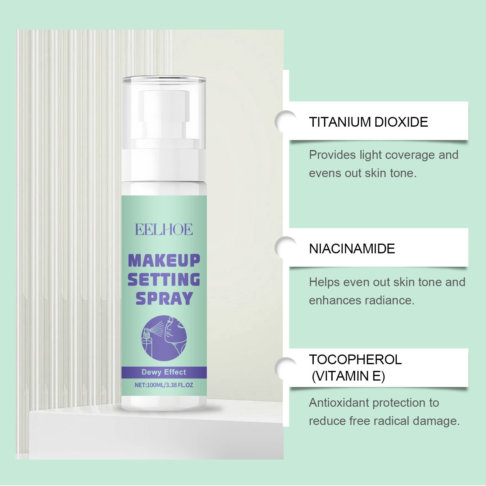 Moisturizing Makeup Mist Spray with Glycerol Vitamin E and Titanium Dioxide - moisturizing makeup mist spray