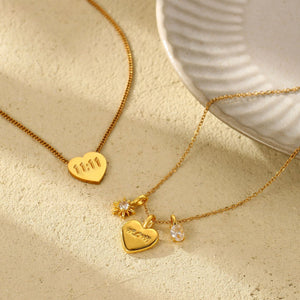 Mother’s Day Love Letter Mom Pendant - Mom’s Heart in 18K Gold Electrophoresis Bling