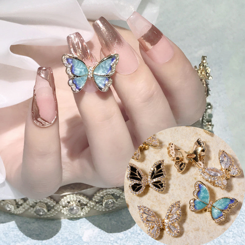 Moving Smart Butterfly Nail Art Sequin Net for Elegant Designs - Teleplus Nails moving smart butterfly nail art