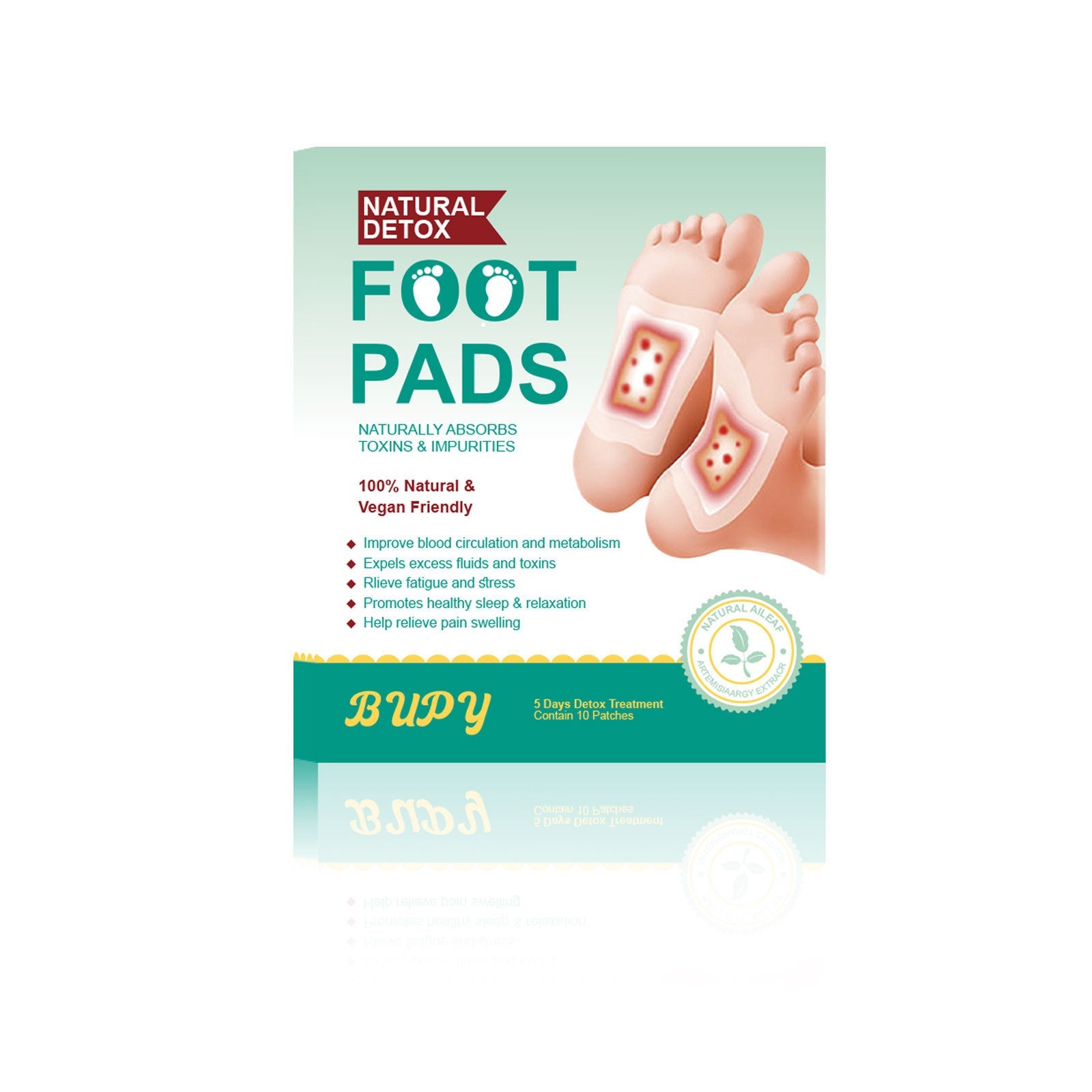 Mugwort and Ginger Foot Patches for All Skin Types 10 Piece Set - foot patches ginger skin types