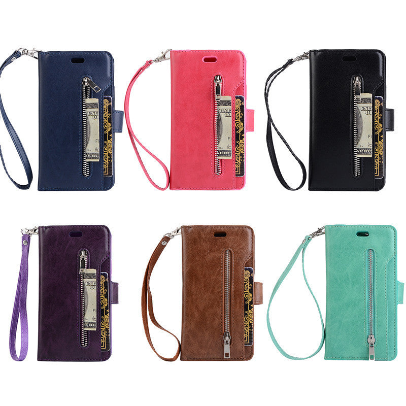 Multi Function Zipper Wallet Mobile Leather Case for Stylish Phone Storage - multi function zipper wallet mobile leather