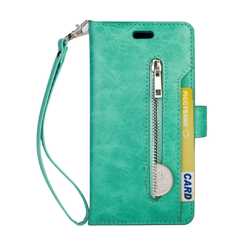 Multi function zipper wallet mobile leather case - Multi Function Zipper Wallet Mobile Leather Case